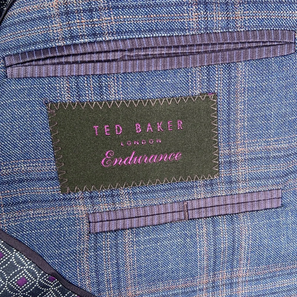 Ted Baker Endurance Jay SPJ Sport Coat Mens 40R Blue Plaid Wool Blazer Jacket